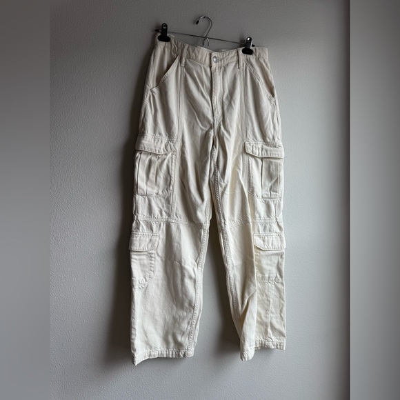 rag & bone Cailyn high-rise cargo jeans Cream women’s size 28 - Picture 3 of 8
